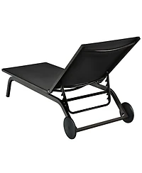 Costway Outdoor Patio Lounge Chair Chaise Reclining Aluminum Fabric Adjustable