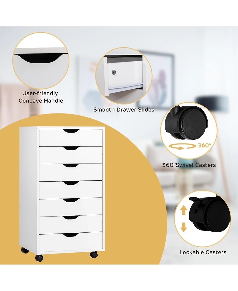 7 Drawer Chest Storage Dresser Floor Cabinet Organizer