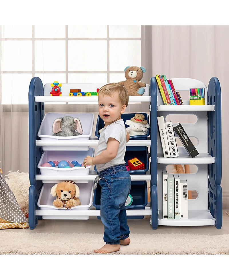 Kids Toy Storage Organizer w/ Bins & Multi-Layer Shelf for Bedroom Playroom