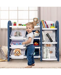 Kids Toy Storage Organizer w/ Bins & Multi-Layer Shelf for Bedroom Playroom