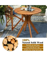 Inolait 27 InchOutdoor Round Solid Wood Coffee Side Bistro Table