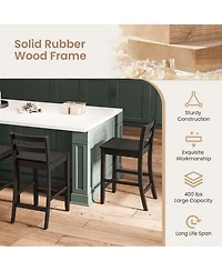 24-Inch Wooden Bar Stools Set of with Ergonomic Backrest Counter Height