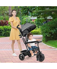 Slickblue 4-in-1 Baby Trike Kids Tricycle with Removable Canopy and Adjustable Push Handle
