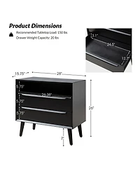 Hulala Home Kay Mid-century Modern 2 - Drawer Nightstand with Built-In Outlets