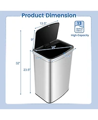 13.2 Gallon Step Trash Can Stainless Steel Airtight Garbage Bin for Home Kitchen