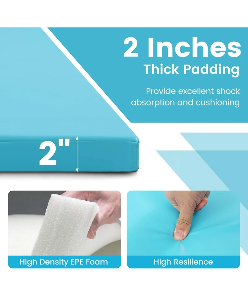 10' x 4' 2" 4-Panel Folding Exercise Mat with Carrying Handles for Gym Yoga