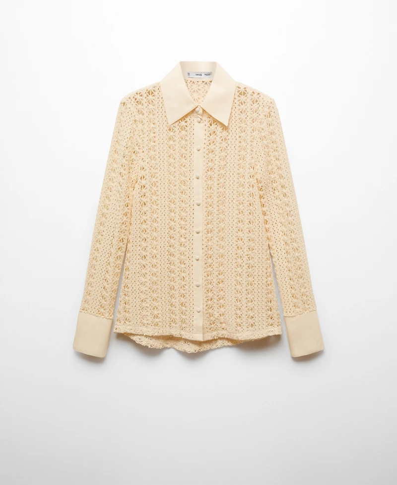 Mango Women's Regular Crochet Shirt