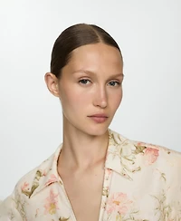 Mango Women's Floral Linen-Blend Blouse