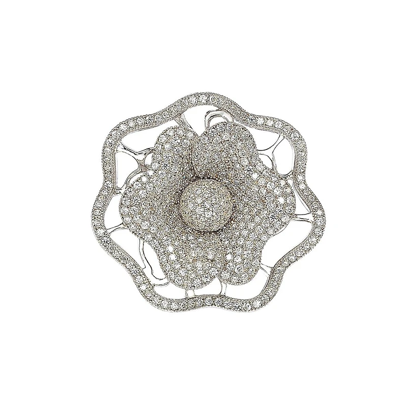 Suzy Levian Sterling Silver Cubic Zirconia Micro Pave Flower Ring