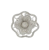 Suzy Levian Sterling Silver Cubic Zirconia Micro Pave Flower Ring