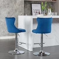 Simplie Fun Adjustable Swivel Velvet Bar Stools with Backs (Set of 2)