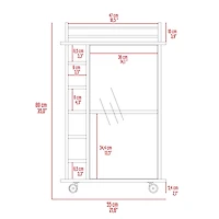 Streamdale Savannah 6-Bottle 3-Shelf Bar Cart White