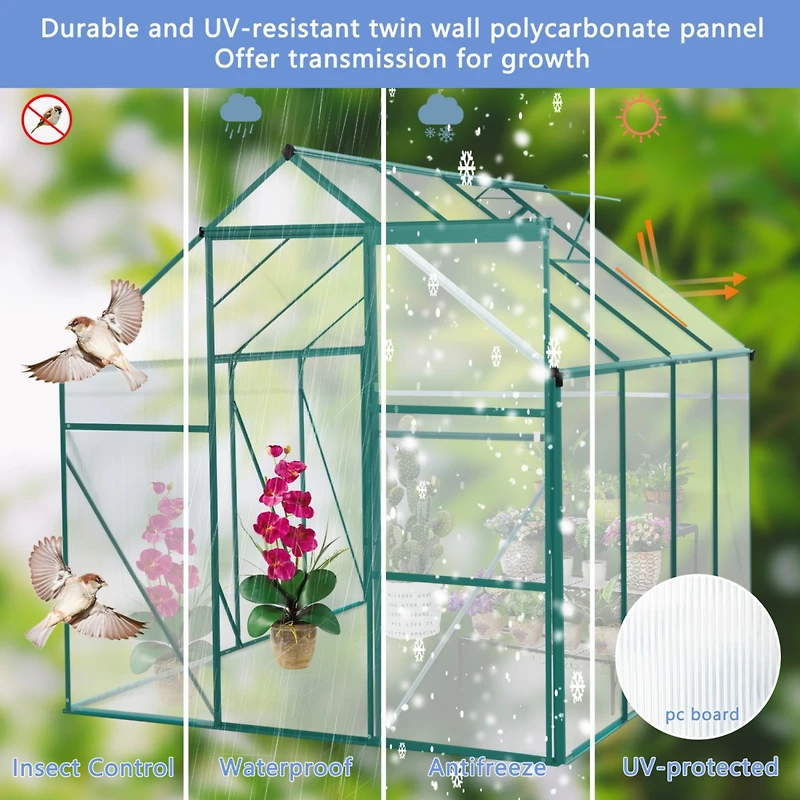 Streamdale Green-6 X 8 Ft Outdoor Patio Greenhouse