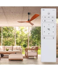 52 Inch Outdoor Farmhouse Ceiling Fan With Remote Carved Wood Fan Blade Reversible Motor