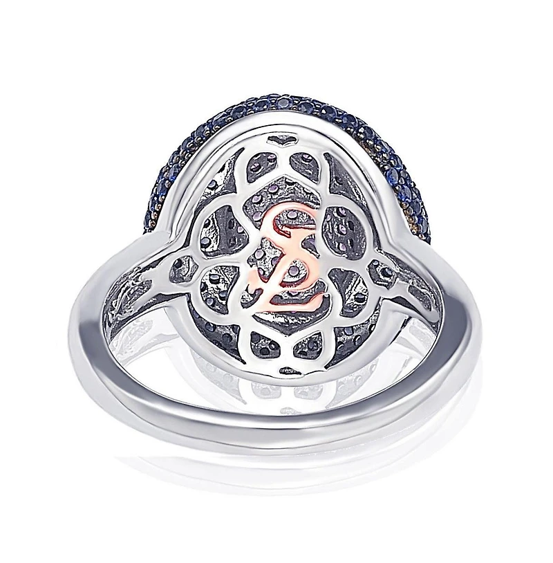 Suzy Levian New York Sterling Silver Cubic Zirconia Multi-Color Pave Puff Ring