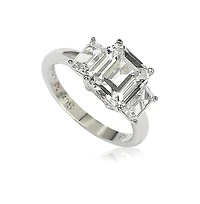 Suzy Levian New York Sterling Silver Cubic Zirconia Emerald Cut 3.50cttw 3-Stone Engagement Ring