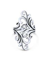 Bling Jewelry Nature Swirl Leaf Vine Wrap Bypass Full Finger Armor Statement Ring Oxidized Sterling Silver