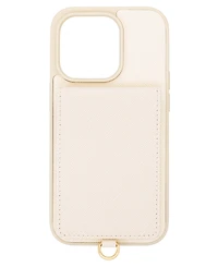 Anne Klein Women's Ivory Saffiano Leather iPhone Case designed for iPhone 15