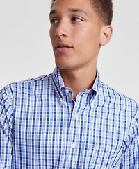 B by Brooks Brothers Men's Regular-Fit Check Pinpoint Dress Shirt