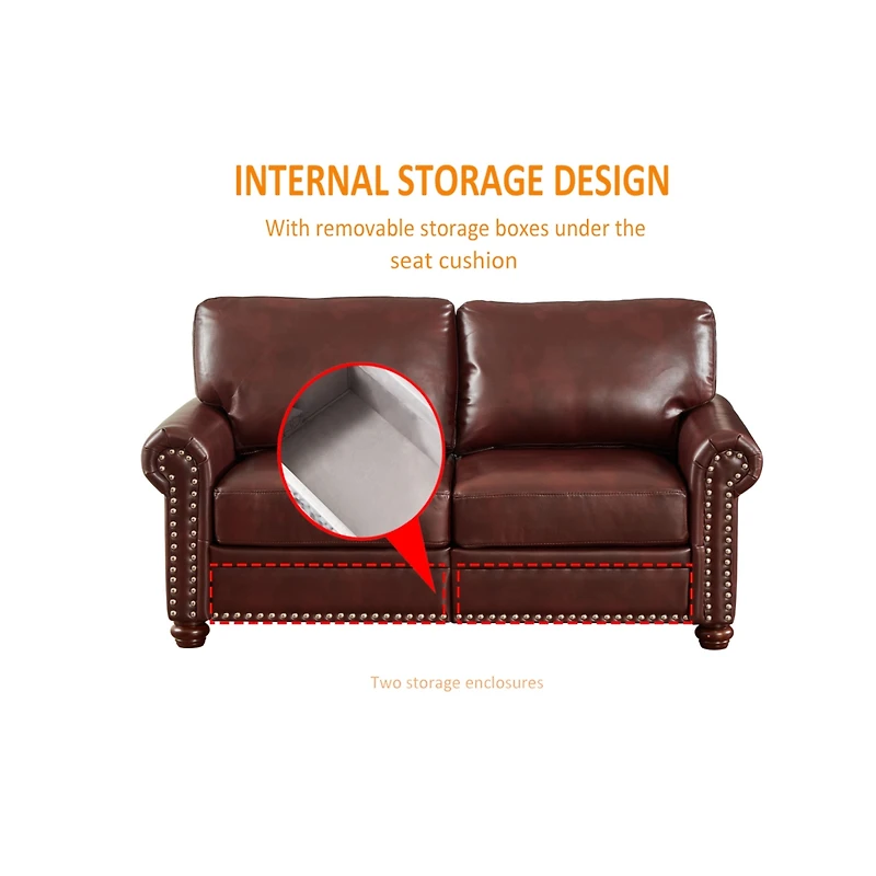 Streamdale Furniture Living Room Sofa Loveseat Chair Burgundy Faux Leather