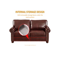 Streamdale Furniture Living Room Sofa Loveseat Chair Burgundy Faux Leather