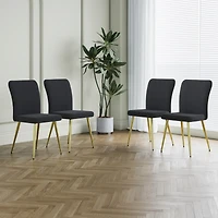 Black Teddy Wool Dining Chairs with Goldplated Legs (Set of 4)