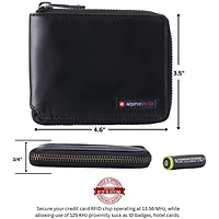 Alpine Swiss Unisex Rfid Safe Zipper Wallet Genuine Leather Zip Around Bifold