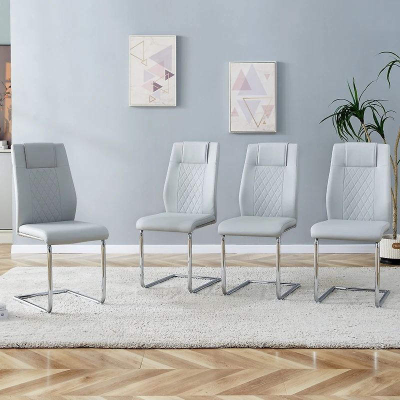 Set of 6 Faux Leather Cushioned Side Chairs