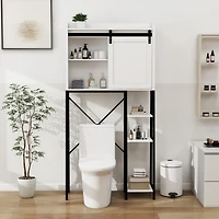 Barn Door Over-The-Toilet Cabinet with Adjustable Shelves
