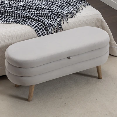 Streamdale Velvet Storage Bench with Wood Legs