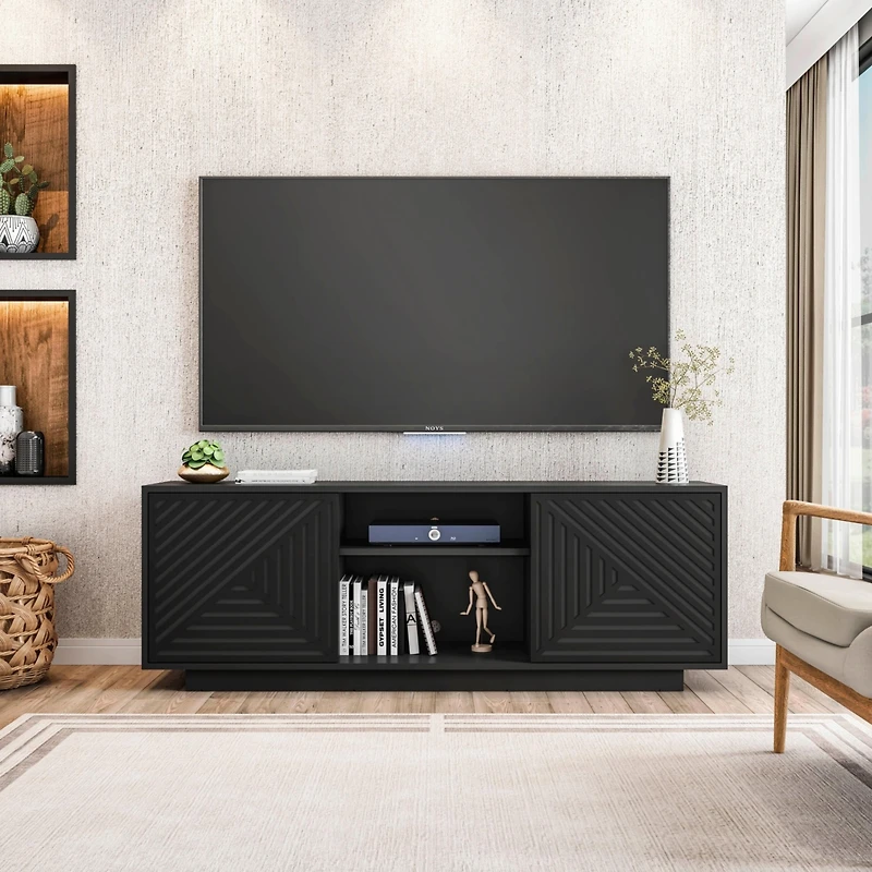 Streamdale Modern Tv Stand For TVs Up To 70", Black