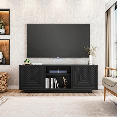 Streamdale Modern Tv Stand For TVs Up To 70", Black