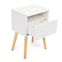 Streamdale Furniture Modern White Bedside Table with Drawers and Shelves