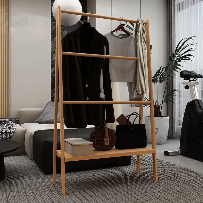 Streamdale Bamboo Ladder Towel Rack With Storage Shelf