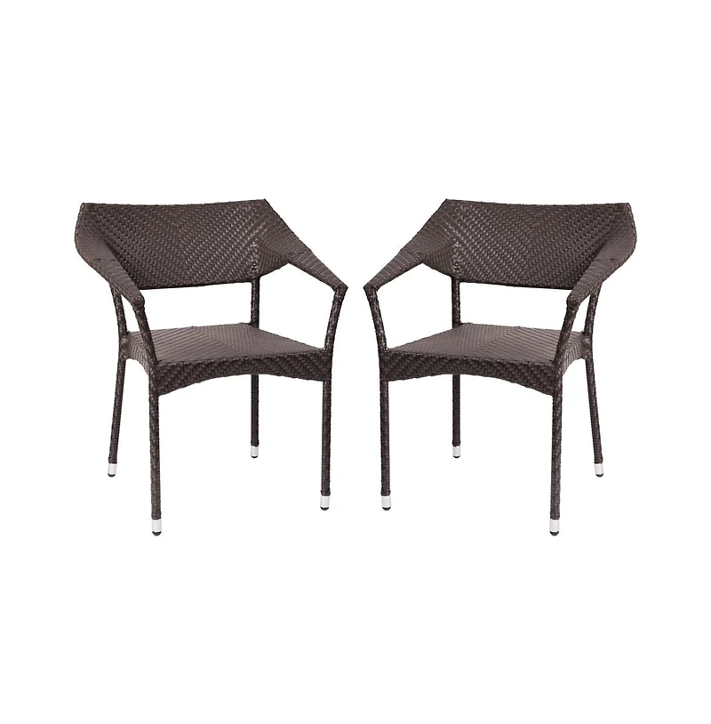 Merrick Lane Cheri Fade And Weather Resistant Modern Pe Rattan Patio Dining Chair With Reinforced Steel Frame