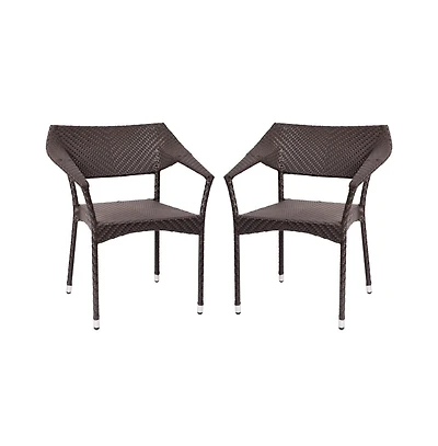 Merrick Lane Cheri Fade And Weather Resistant Modern Pe Rattan Patio Dining Chair With Reinforced Steel Frame