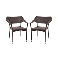 Merrick Lane Cheri Fade And Weather Resistant Modern Pe Rattan Patio Dining Chair With Reinforced Steel Frame