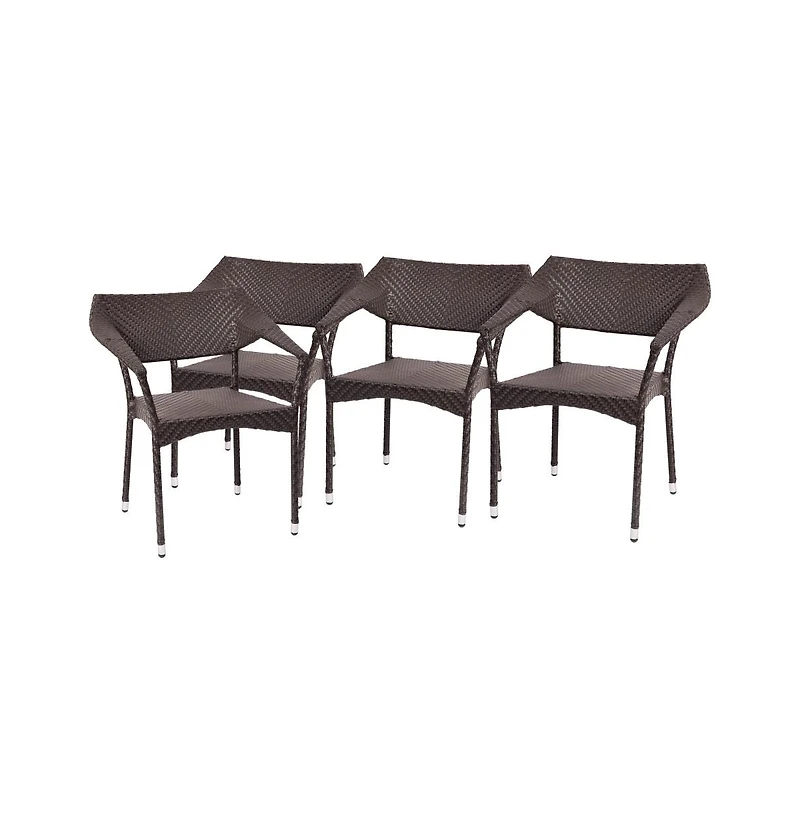 Merrick Lane Cheri Fade And Weather Resistant Modern Pe Rattan Patio Dining Chair With Reinforced Steel Frame, Set of 4