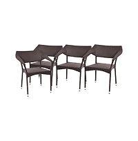 Merrick Lane Cheri Fade And Weather Resistant Modern Pe Rattan Patio Dining Chair With Reinforced Steel Frame, Set of 4