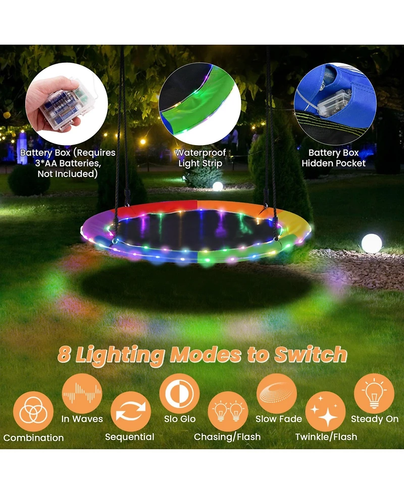 40 Inches Saucer Tree Swing for Kids and Adults-Multicolor