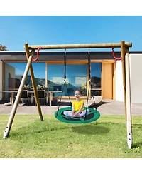 Vebreda Boys 40 Inches Saucer Tree Swing Round with Adjustable Ropes and Carabiners