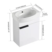 Streamdale Soft Close Doors Bathroom Vanity With Sink, 16 Inch For Small Bathroom