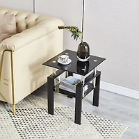 Streamdale 2-Layer Tempered Glass End Table