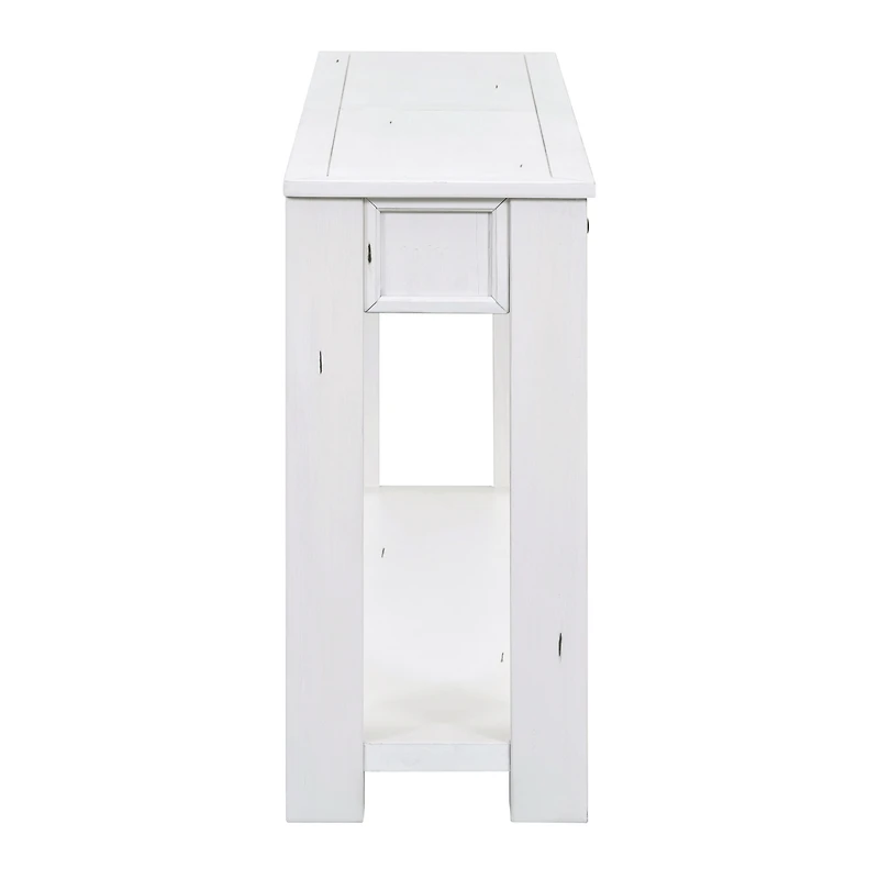 Streamdale Antique White Sofa Table with Drawers and Shelf