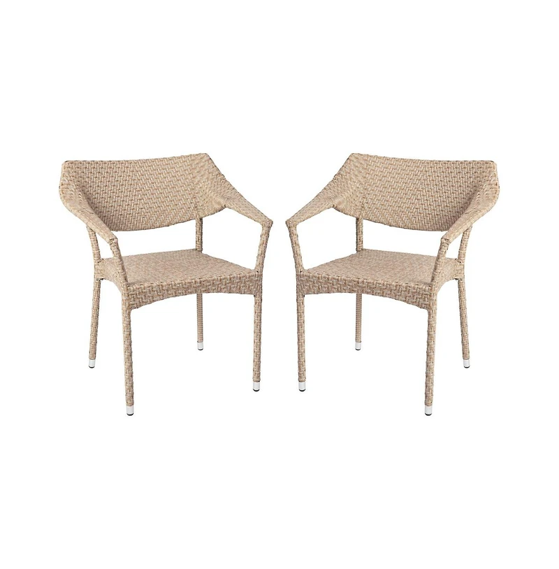 Merrick Lane Cheri Fade And Weather Resistant Modern Pe Rattan Patio Dining Chair With Reinforced Steel Frame