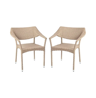 Merrick Lane Cheri Fade And Weather Resistant Modern Pe Rattan Patio Dining Chair With Reinforced Steel Frame