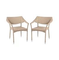 Merrick Lane Cheri Fade And Weather Resistant Modern Pe Rattan Patio Dining Chair With Reinforced Steel Frame
