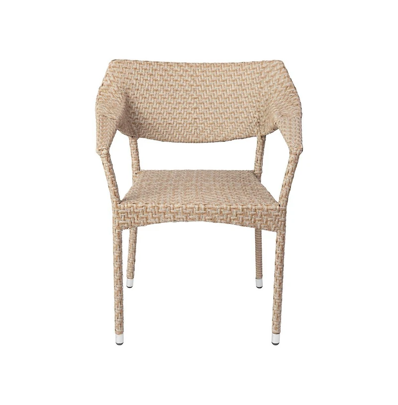 Merrick Lane Cheri Fade And Weather Resistant Modern Pe Rattan Patio Dining Chair With Reinforced Steel Frame