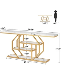 Tribesigns 70.9 inch Extra Long Console Table, Modern Sofa Table Behind Couch with Storage, 4 Tier Entryway Accent Table for Living Room, Hallway, Ent