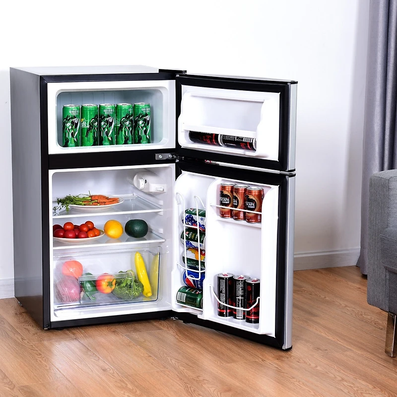 Sugift 3.2 cu ft Compact Stainless Steel Refrigerator